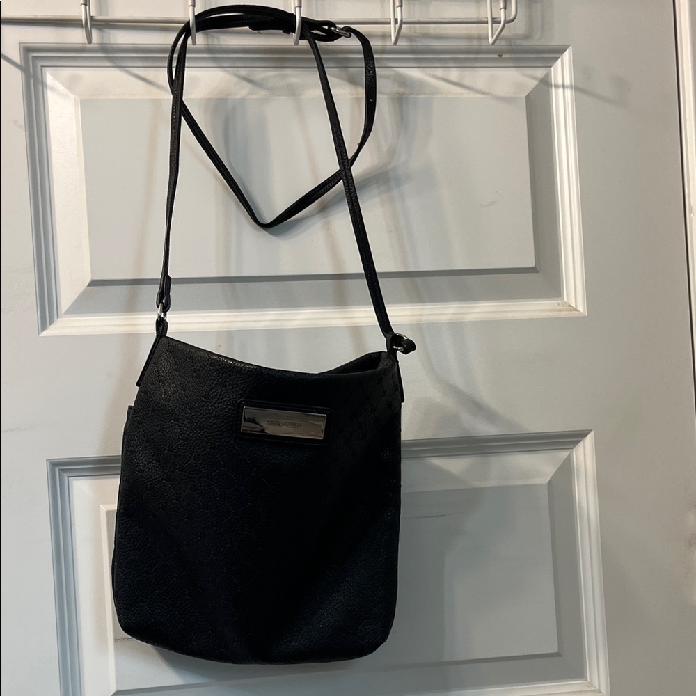 Steve Madden Black Crossbody Bag with Metal Nameplate